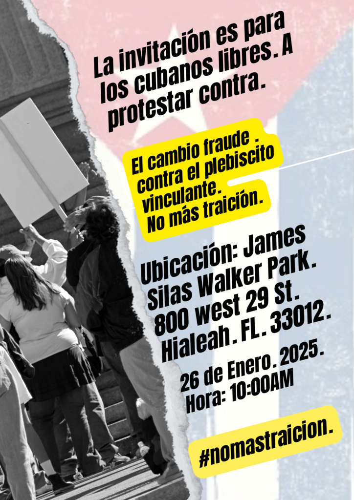 El pasado 26 de enero de 2025, la ciudad de Hialeah fue escenario de una enérgica protesta organizada por el grupo Cubanos Libres